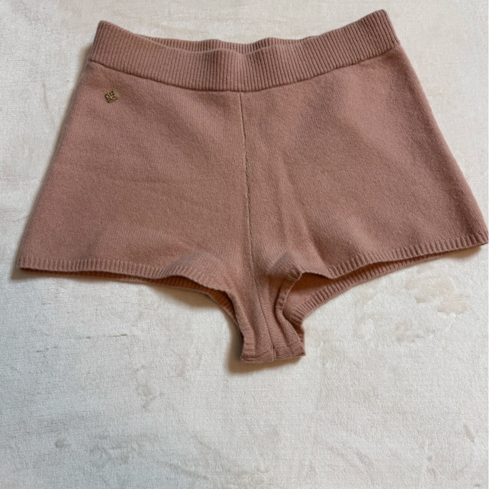 Sandro High Waist Knit Shorts in Blush